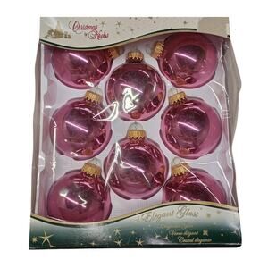 Set/8 VTG Christmas By Krebs Designer 2.5" Glass Ball Ornaments Victorian Mauve
